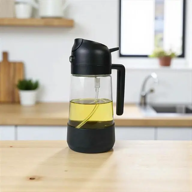Alt view image 4 of 7 - Olive Oil Dispenser and Oil Sprayer 16oz/470ml Glass Light-Proof Oil Pourer for Kitchen, Air Fryer, Cooking, Salad, and BBQ