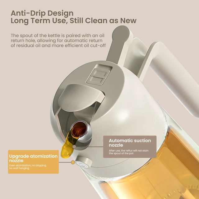 Alt view image 3 of 7 - Oil Sprayer for Cooking - 2-in-1 Oil Dispenser & Sprayer - 16oz Glass Bottle for Mist Spray - Perfect for Olive Oil, Air Fryers, Salads, Grilling & More (Kitchen Essentials) (Black)