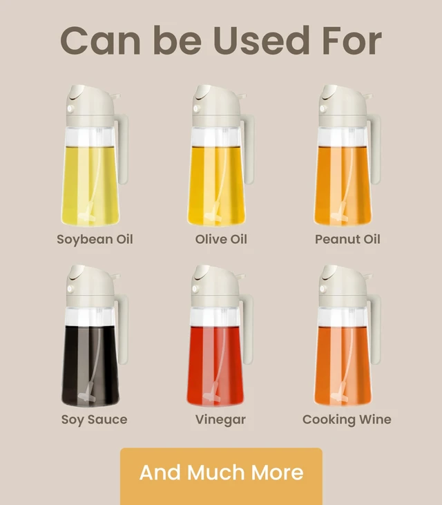 Alt view image 6 of 7 - Oil Sprayer for Cooking - 2-in-1 Oil Dispenser & Sprayer - 16oz Glass Bottle for Mist Spray - Perfect for Olive Oil, Air Fryers, Salads, Grilling & More (Kitchen Essentials) (Black)