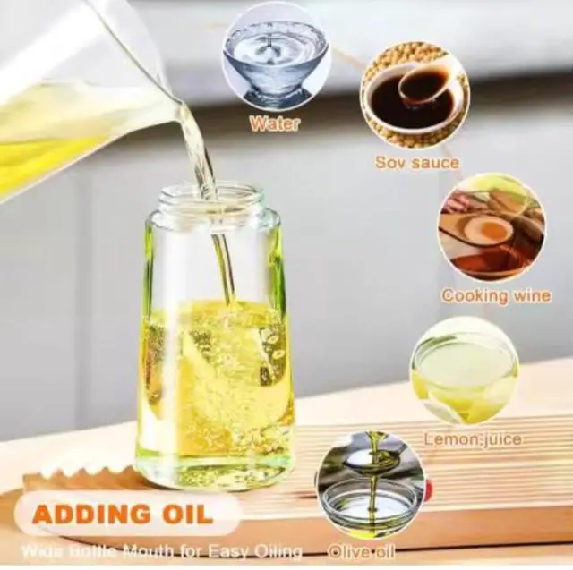 Alt view image 6 of 7 - Oil Sprayer and Dispenser 2-in-1, 16oz/470ml Glass Bottle with Flip Cap, Oil Mister for Cooking, Air Fryer, Grilling, Salad, Frying, BBQ, Black