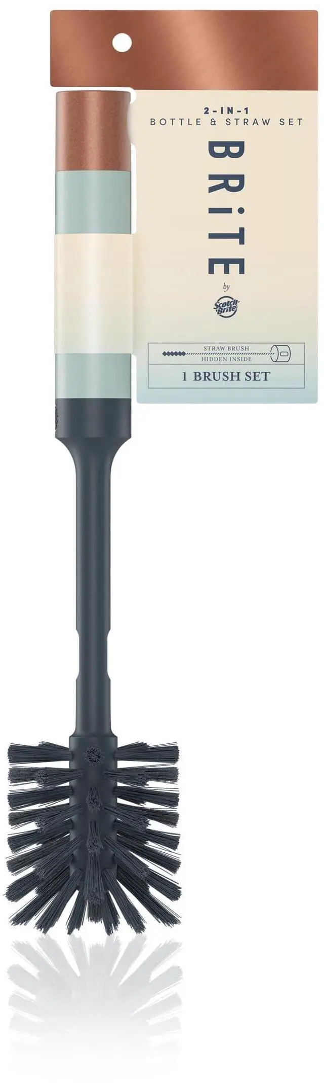 Main image of Brite by Scotch-Brite Limited Edition 2-in-1 Straw and Bottle Brush Set, Sleek and Stylish Bottle Cleaner Brush with 360-Degree Bristles and Hidden Straw Brush