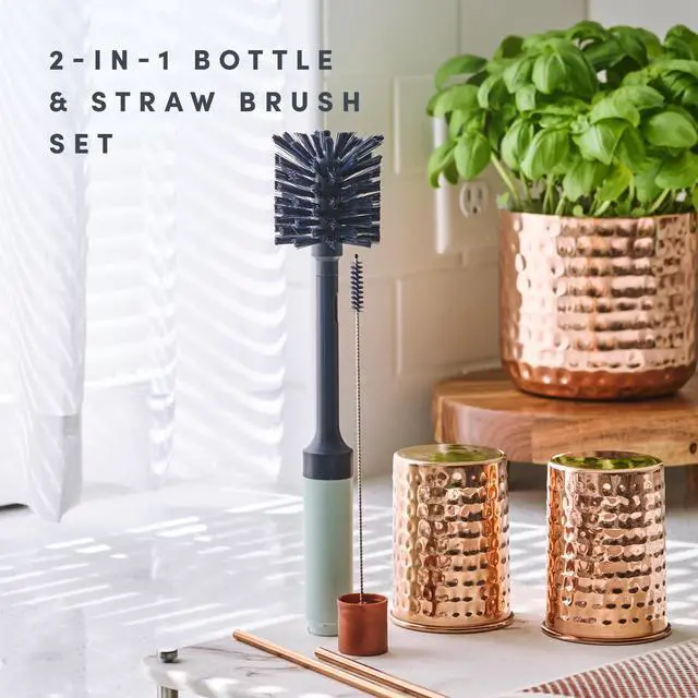 Alt view image 2 of 7 - Brite by Scotch-Brite Limited Edition 2-in-1 Straw and Bottle Brush Set, Sleek and Stylish Bottle Cleaner Brush with 360-Degree Bristles and Hidden Straw Brush