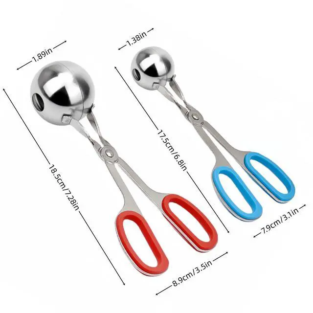 Alt view image 2 of 6 - 2 Pcs Meatball Maker & Cake Pop Mold Set - 304 Stainless Steel Food Grade Scooper with Non-Slip Handle for Homemade Meatballs, Cake Pops, Cookies (1.38" & 1.89")