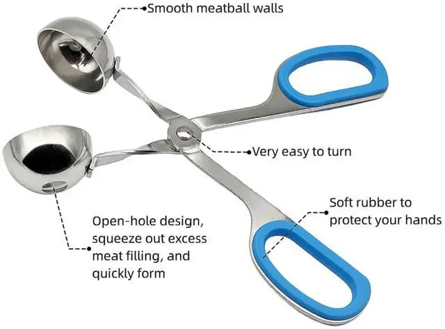 Alt view image 3 of 6 - 2 Pcs Meatball Maker & Cake Pop Mold Set - 304 Stainless Steel Food Grade Scooper with Non-Slip Handle for Homemade Meatballs, Cake Pops, Cookies (1.38" & 1.89")