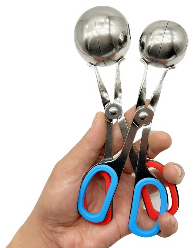 Alt view image 6 of 6 - 2 Pcs Meatball Maker & Cake Pop Mold Set - 304 Stainless Steel Food Grade Scooper with Non-Slip Handle for Homemade Meatballs, Cake Pops, Cookies (1.38" & 1.89")