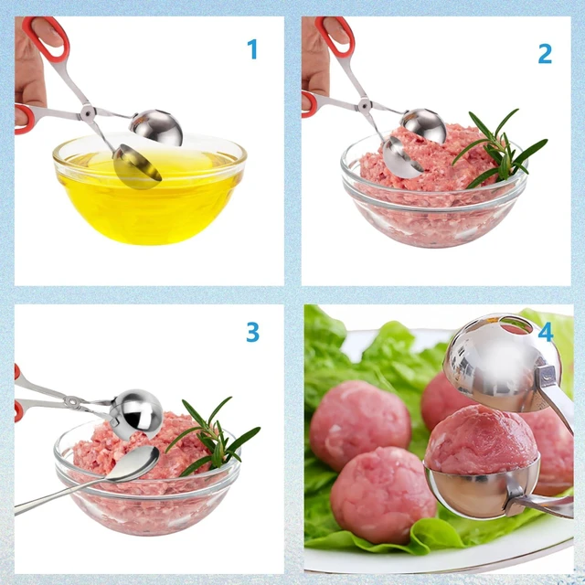 Alt view image 4 of 6 - 2 Pcs Meatball Maker & Cake Pop Mold Set - 304 Stainless Steel Food Grade Scooper with Non-Slip Handle for Homemade Meatballs, Cake Pops, Cookies (1.38" & 1.89")
