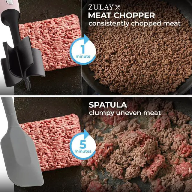 Alt view image 3 of 7 - Ground Beef Chopper Tool 5-Blade Nylon Meat Chopper for Ground Beef, Non-Toxic Food Safe Meat Masher & Breaker, Heat Resistant to 180°C, Dishwasher Safe Light Pink