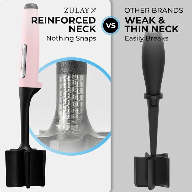 Alt view image 7 of 7 - Ground Beef Chopper Tool 5-Blade Nylon Meat Chopper for Ground Beef, Non-Toxic Food Safe Meat Masher & Breaker, Heat Resistant to 180°C, Dishwasher Safe Light Pink