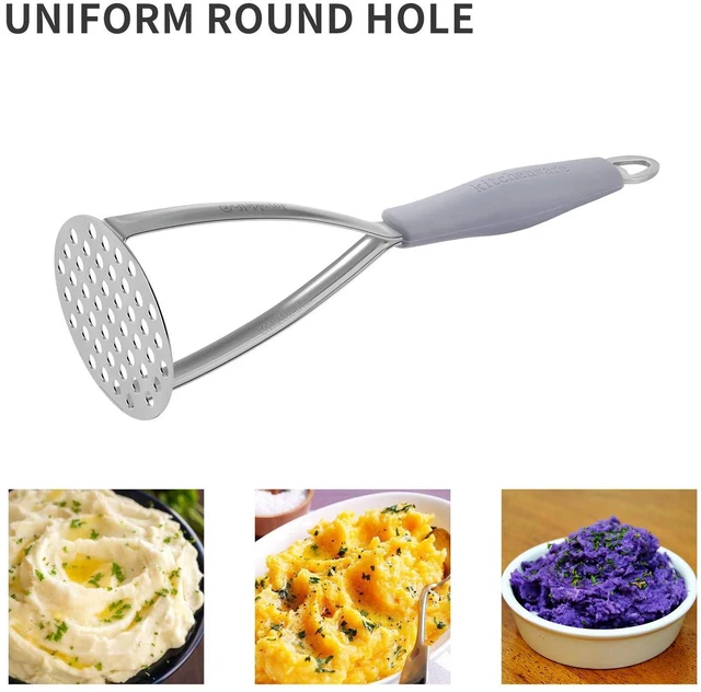 Alt view image 6 of 7 - Heavy Duty Stainless Steel Potato Masher, Professional Integrated Masher Kitchen Tool & Food Masher/Potato Smasher with Silicone Handle, Perfect for Bean, Vegetable, Fruits, Avocado, Meat