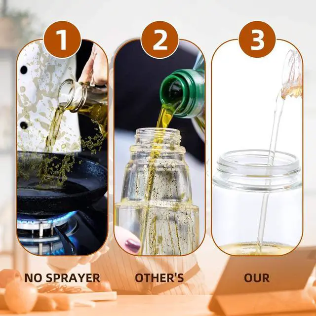 Alt view image 4 of 5 - 2-in-1 Oil Sprayer and Oiler Bottle, Glass with Food Grade Silicone, for Cooking, Salad, and BBQ - By KitchenLife Co (White)