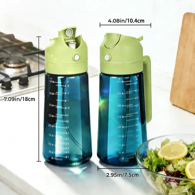 Alt view image 7 of 7 - Glass Olive Oil Sprayer for Cooking (16oz/470ml), 2 in 1 Olive Oil Dispenser Bottle for Kitchen Gadgets and Air Fryer Accessories, Salad, BBQ - 1-Pack, Blue Green