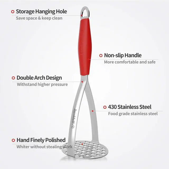 Alt view image 3 of 7 - Heavy Duty Stainless Steel Potato Masher, Professional Integrated Masher Kitchen Tool & Food Masher/Potato Smasher with Silicone Handle, Perfect for Bean, Vegetable, Fruits, Avocado, Meat
