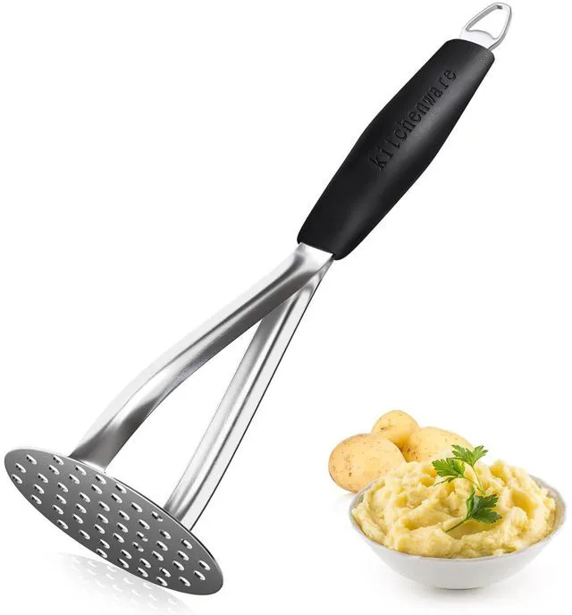 Main image of Heavy Duty Stainless Steel Potato Masher, Professional Integrated Masher Kitchen Tool & Food Masher/Potato Smasher with Silicone Handle, Perfect for Bean, Vegetable, Fruits, Avocado, Meat