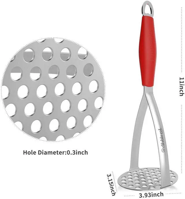 Alt view image 7 of 7 - Heavy Duty Stainless Steel Potato Masher, Professional Integrated Masher Kitchen Tool & Food Masher/Potato Smasher with Silicone Handle, Perfect for Bean, Vegetable, Fruits, Avocado, Meat