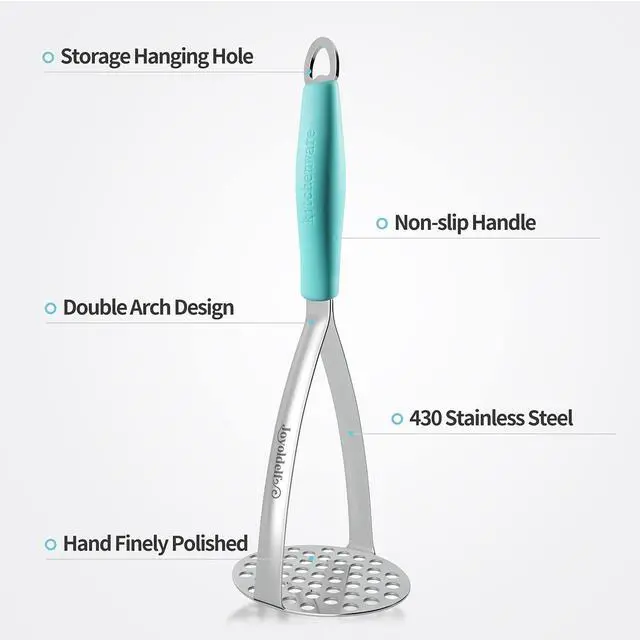 Alt view image 4 of 7 - Heavy Duty Stainless Steel Potato Masher, Professional Integrated Masher Kitchen Tool & Food Masher/Potato Smasher with Silicone Handle, Perfect for Bean, Vegetable, Fruits, Avocado, Meat