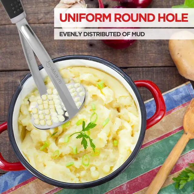 Alt view image 4 of 7 - Heavy Duty Potato Masher, Stainless Steel Integrated Masher Kitchen Tool & Food Masher/Potato Smasher with Non-slip Handle, Perfect for Bean, Vegetable, Fruits, Avocado, Meat