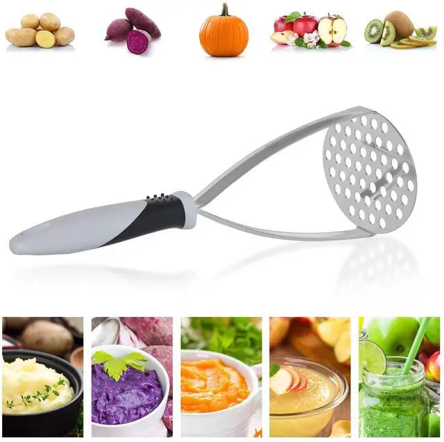 Alt view image 6 of 7 - Heavy Duty Potato Masher, Stainless Steel Integrated Masher Kitchen Tool & Food Masher/Potato Smasher with Non-slip Handle, Perfect for Bean, Vegetable, Fruits, Avocado, Meat