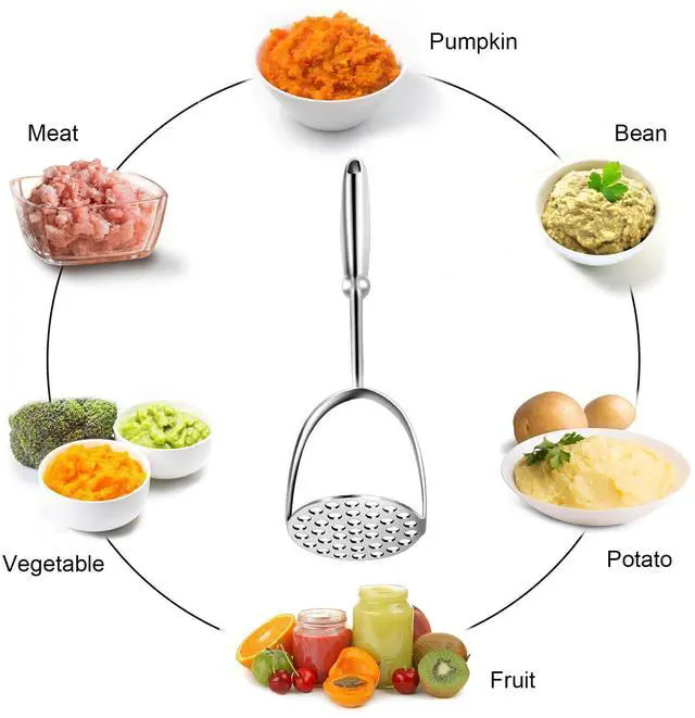 Alt view image 5 of 7 - Potato Masher,Stainless Steel Mashed Potatoes Masher with Long Handle for Beans,Avocado,Fruit,Vegetables.One Piece Construction Heavy Duty Masher Kitchen Tool