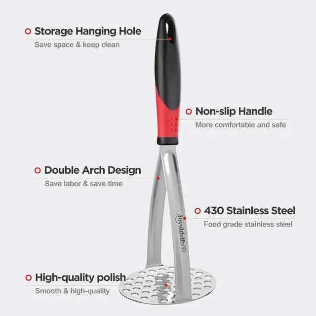 Alt view image 3 of 7 - Heavy Duty Potato Masher, Stainless Steel Integrated Masher Kitchen Tool & Food Masher/Potato Smasher with Non-slip Handle, Perfect for Bean, Vegetable, Fruits, Baby Food, Avocado, Meat