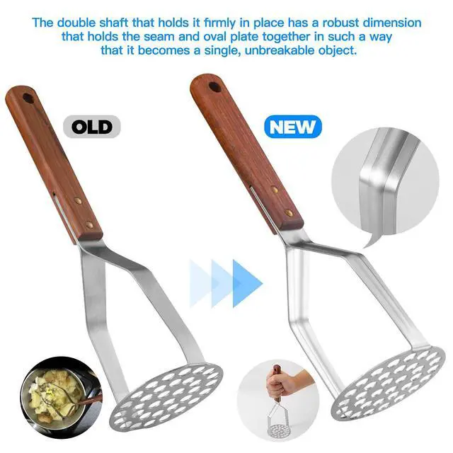 Alt view image 2 of 6 - UPGRADED Potato Masher Stainless Steel Heavy Duty Strong Anti-slip Handle Not Easy to Bent Easy to use Sturdy Construction