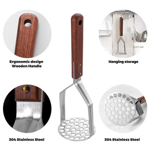 Alt view image 3 of 6 - UPGRADED Potato Masher Stainless Steel Heavy Duty Strong Anti-slip Handle Not Easy to Bent Easy to use Sturdy Construction