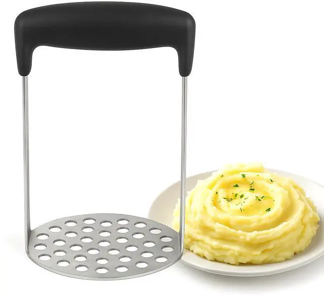 Main image of Potato Masher Stainless Steel Heavy Duty Kitchen Tool for Mashed Potatoes, Vegetables & Fruit Professional Metal Masher with Ergonomic Handle