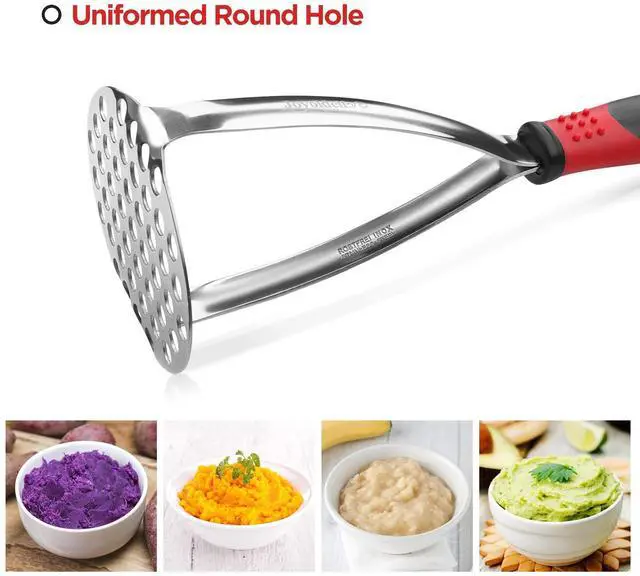 Alt view image 6 of 7 - Heavy Duty Potato Masher, Stainless Steel Integrated Masher Kitchen Tool & Food Masher/Potato Smasher with Non-slip Handle, Perfect for Bean, Vegetable, Fruits, Baby Food, Avocado, Meat