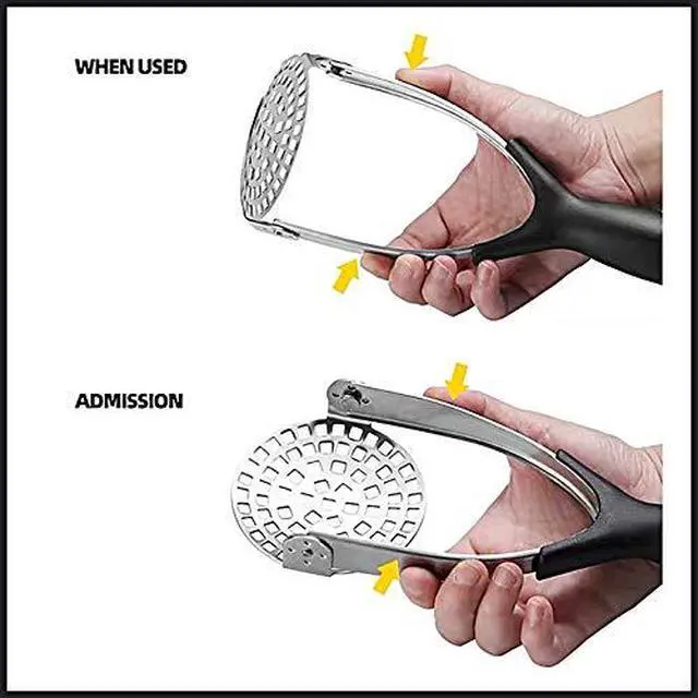 Alt view image 3 of 6 - Clever Monster Stainless Steel Potato Masher - Heavy Duty with Garlic Press, Cooking and Kitchen Gadget - Convenient for Making Mashed Potatoes, Vegetables and Fruits
