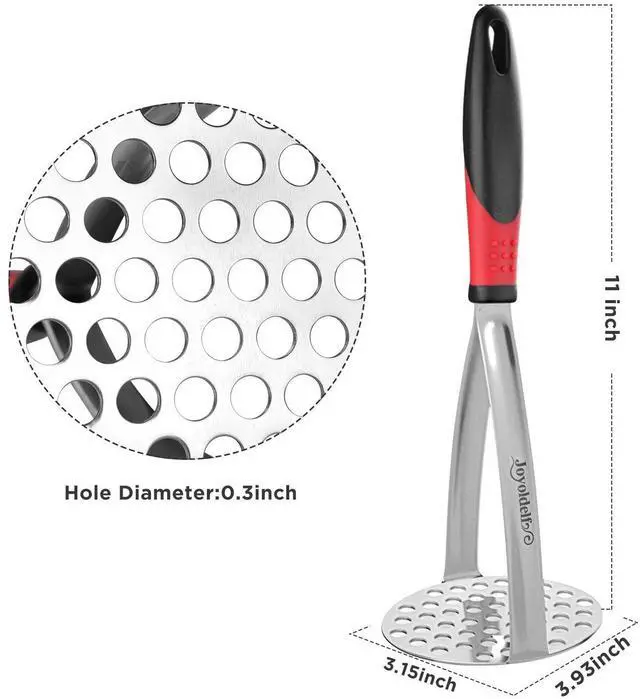 Alt view image 7 of 7 - Heavy Duty Potato Masher, Stainless Steel Integrated Masher Kitchen Tool & Food Masher/Potato Smasher with Non-slip Handle, Perfect for Bean, Vegetable, Fruits, Baby Food, Avocado, Meat