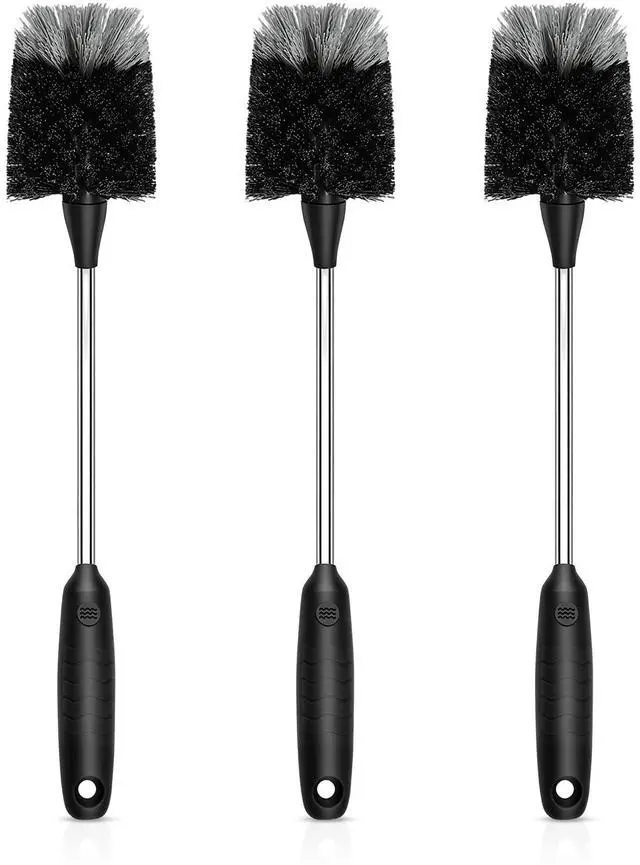 Main image of Bottle Brush of 3 Pack, 14-in Long Stainless Steel Handle Water Bottle Cleaner Brush Non-Slip Grip Bottle Brushes for Cleaning Water Bottles Sport Bottles Coffee Mugs Glasswares Cups, Black
