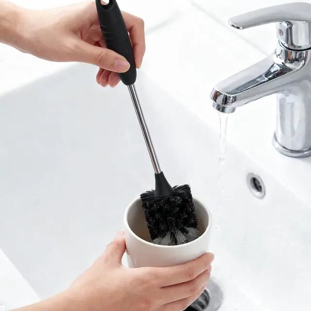 Alt view image 6 of 7 - Bottle Brush of 3 Pack, 14-in Long Stainless Steel Handle Water Bottle Cleaner Brush Non-Slip Grip Bottle Brushes for Cleaning Water Bottles Sport Bottles Coffee Mugs Glasswares Cups, Black