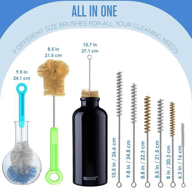 Alt view image 4 of 7 - Bottle Brushes Water Bottle Cleaner Brush Set, Hydroflask Cleaning Kit 9 Pk