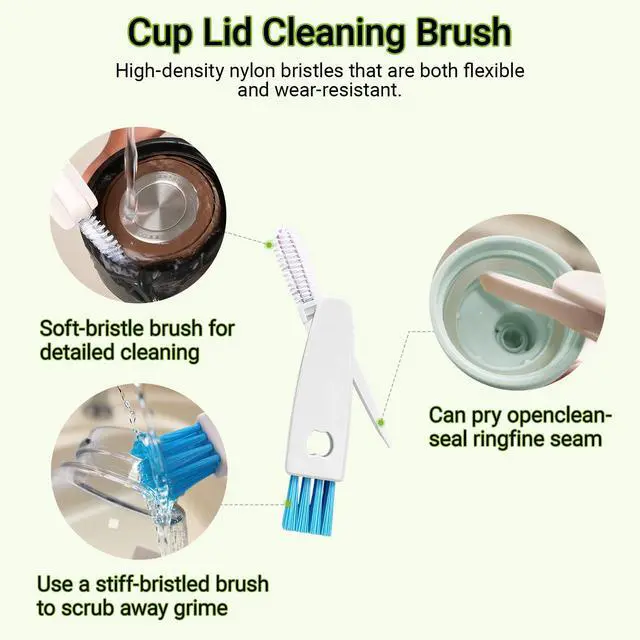Alt view image 6 of 7 - 3-in-1 Bottle Brush, 15 Inches Long Handle Kitchen Water Bottle Brush, Stainless Steel Bottle Cleaner Brush with Straw Brush & Lid Brushe for Cleaning Wine Glasses,Coffee Mugs,Tumblers,Wine Decanters