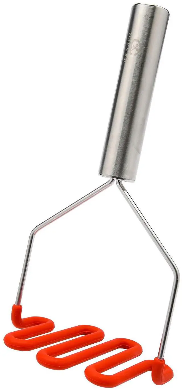 Alt view image 2 of 6 - Potato Masher - Silicone Protect Body with Premuim Stainless Steel Non Scratch Cookware for Smooth Mashed Potato Vegetables and Fruits Color Red