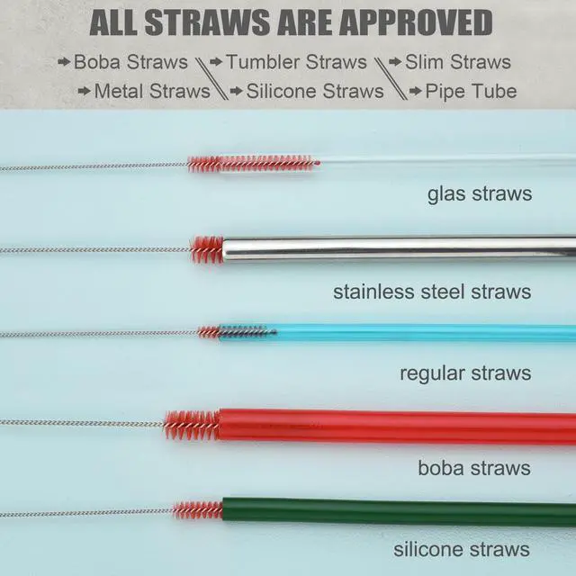 Alt view image 6 of 7 - 8-Pack Red Bottle Brush Cleaner Set - Long Cleaning Brush for Narrow Neck Wine/Beer Bottles, Thermos, Hummingbird Feeder, Spout, Lids and Straws