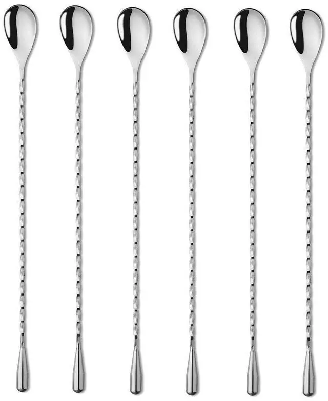 Main image of 6 Pcs 12 Inch Bar Mixing Spoon Cocktail Spoon Stainless Steel Bar Long Spoon With Spiral Pattern