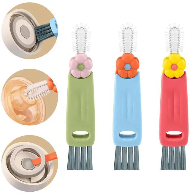 Main image of 3 in 1 Cup Lid Gap Cleaning Brush Set, Multifunctional Insulation Bottle Cleaning Brush, Mutipurpose Portable Cup Lid Gap Cleaner, Home Kitchen Crevice Brush Cleaning Tools