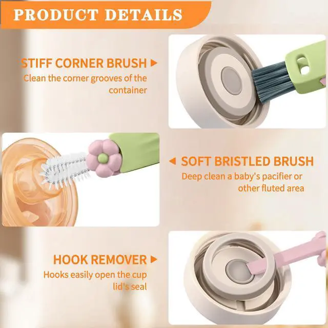 Alt view image 5 of 7 - 3 in 1 Cup Lid Gap Cleaning Brush Set, Multifunctional Insulation Bottle Cleaning Brush, Mutipurpose Portable Cup Lid Gap Cleaner, Home Kitchen Crevice Brush Cleaning Tools