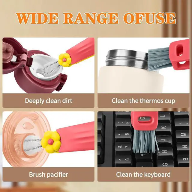 Alt view image 7 of 7 - 3 in 1 Cup Lid Gap Cleaning Brush Set, Multifunctional Insulation Bottle Cleaning Brush, Mutipurpose Portable Cup Lid Gap Cleaner, Home Kitchen Crevice Brush Cleaning Tools