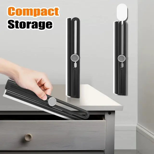 Alt view image 2 of 6 - Shower Squeegee 2 Packs for Glass Doors, All-Purpose 360° Rotating Black Silicone Scraper Cleaner Tool for Tile, Walls, Mirror, Car Window, Countertop, Bathroom, 11 Inches