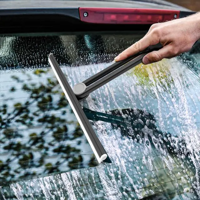 Alt view image 6 of 6 - Shower Squeegee 2 Packs for Glass Doors, All-Purpose 360° Rotating Black Silicone Scraper Cleaner Tool for Tile, Walls, Mirror, Car Window, Countertop, Bathroom, 11 Inches