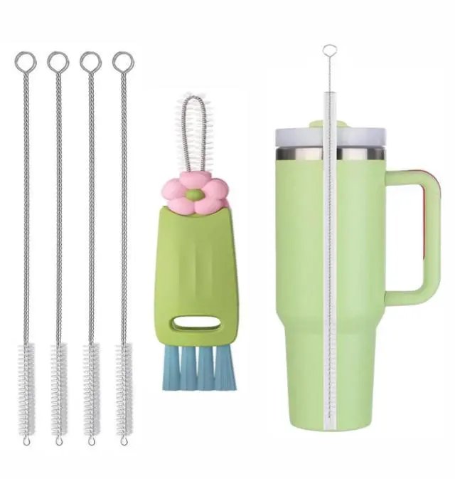 Main image of Straw Cleaner Brush Fit for Stanley Cups, Etra Long Straw Cleaner Brush Set for Clear/Metal Drinking Straws,3 in 1 Cup Lid Straw Cleaner Compatible with Owala 16/24/32/40oz Water Bottles