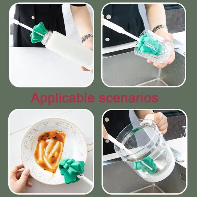 Alt view image 6 of 6 - Bottle Soft Brushs Sponge Bottle Brushes 2 Pcs with 2 Pcs Traceless Hook