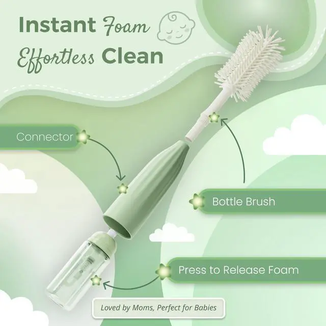 Alt view image 2 of 7 - Bottle Cleaning Kit, 5-in-1 Push-Press Bottle Brush Set with Silicone Brushes