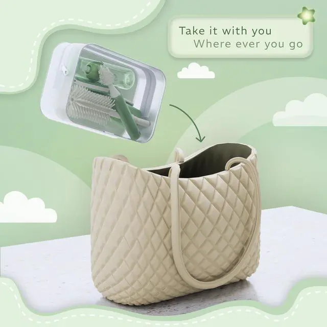 Alt view image 5 of 7 - Bottle Cleaning Kit, 5-in-1 Push-Press Bottle Brush Set with Silicone Brushes