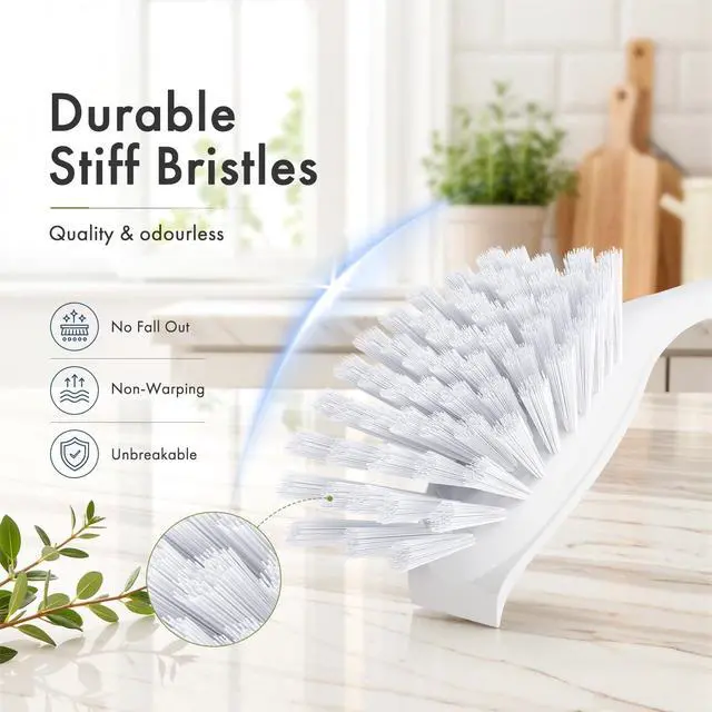 Alt view image 3 of 7 - 4 Pack Dish Brush with Handle, Kitchen Scrub Brushes for Cleaning, Straw Cleaner Brushes for Water Bottle, Dish Scrubber with Stiff Bristles for Sink