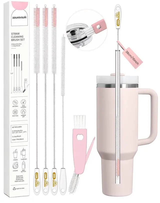 Main image of 15 Inch Extra Long Straw Cleaner Brush Set, 5PCS for Stanley 40 oz Tumblers