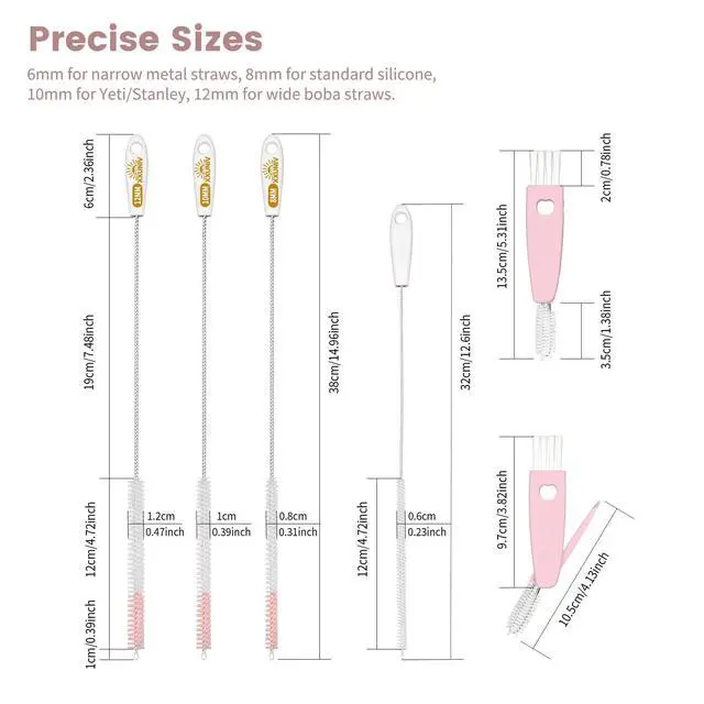 Alt view image 2 of 7 - 15 Inch Extra Long Straw Cleaner Brush Set, 5PCS for Stanley 40 oz Tumblers