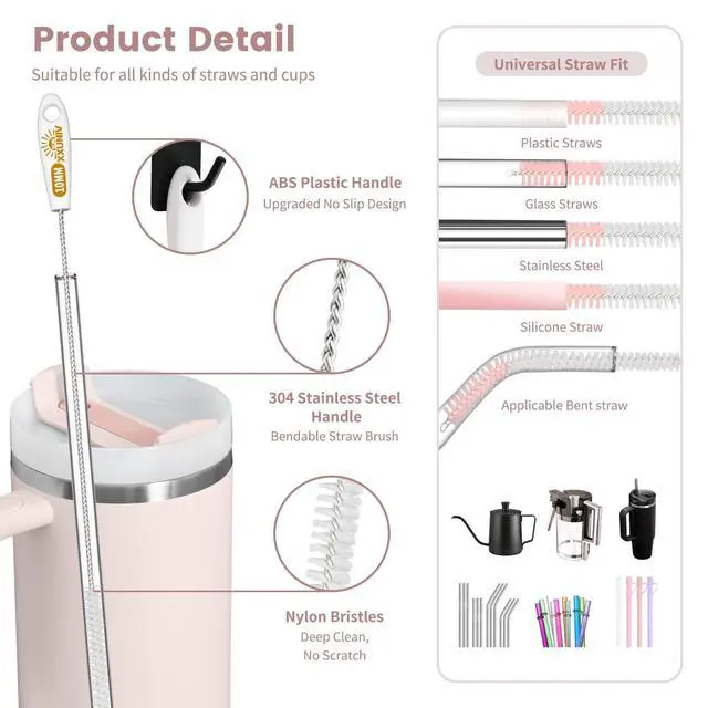 Alt view image 3 of 7 - 15 Inch Extra Long Straw Cleaner Brush Set, 5PCS for Stanley 40 oz Tumblers