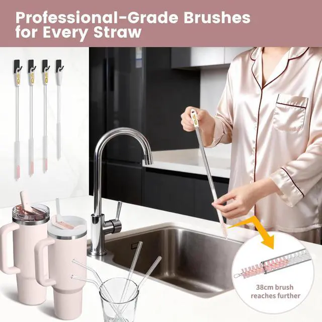 Alt view image 6 of 7 - 15 Inch Extra Long Straw Cleaner Brush Set, 5PCS for Stanley 40 oz Tumblers